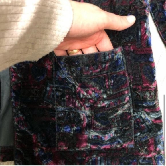 TanJay Vintage Velour blazer / Jacket Geometric Jewel Toned Size large - Picture 7 of 7